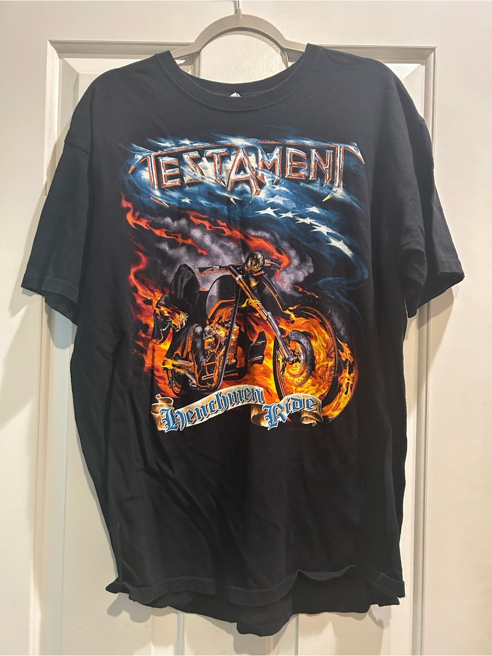 Black Testament Motorcycle Flame Graphic Tee 2011 concert t-shirt XL